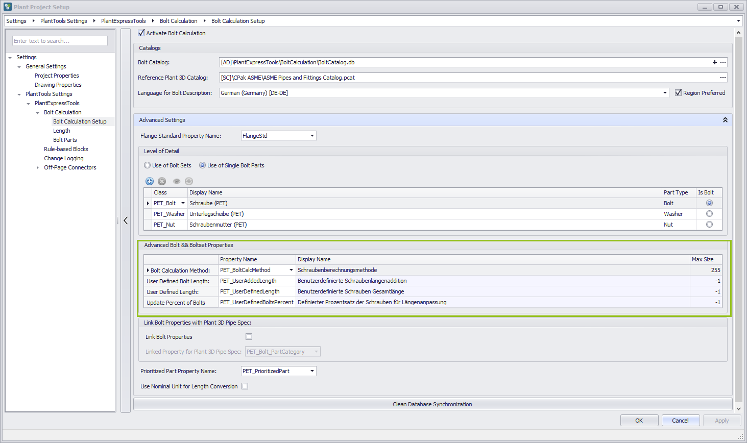 Bolt Calculation Setup Advanced 010