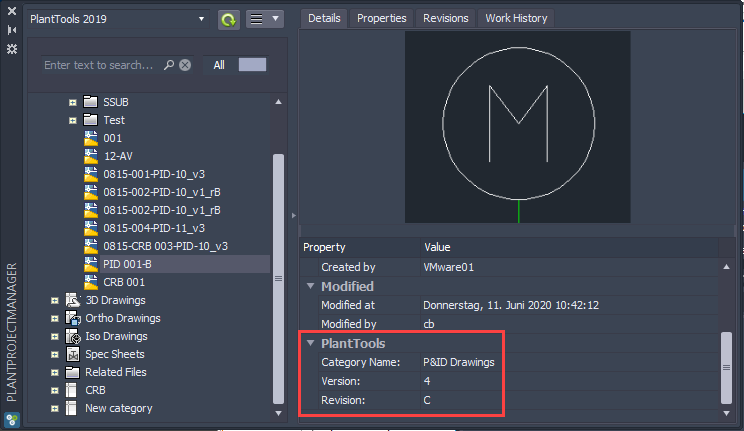 PET Settings PlantProjectManager DWG Properties