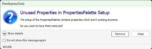 PET Settings PropertiesPalette CleanUp